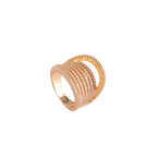 Luxury Multi Row Gold Plated CZ Copper Anti Tarnish Cocktail Ring Bulk
