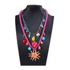 Ocean Sea Face Animal Colorful Beads Multi Layered Necklace Women Bulk