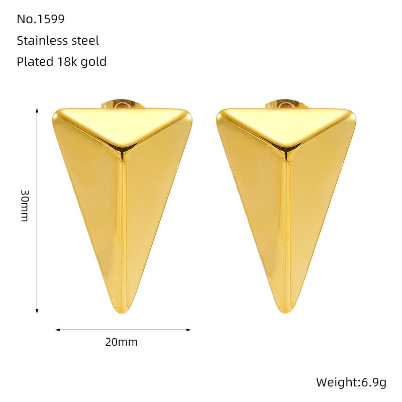 Triangle Shape Gold Stainless Steel Anti Tarnish Dangler Earring Bulk