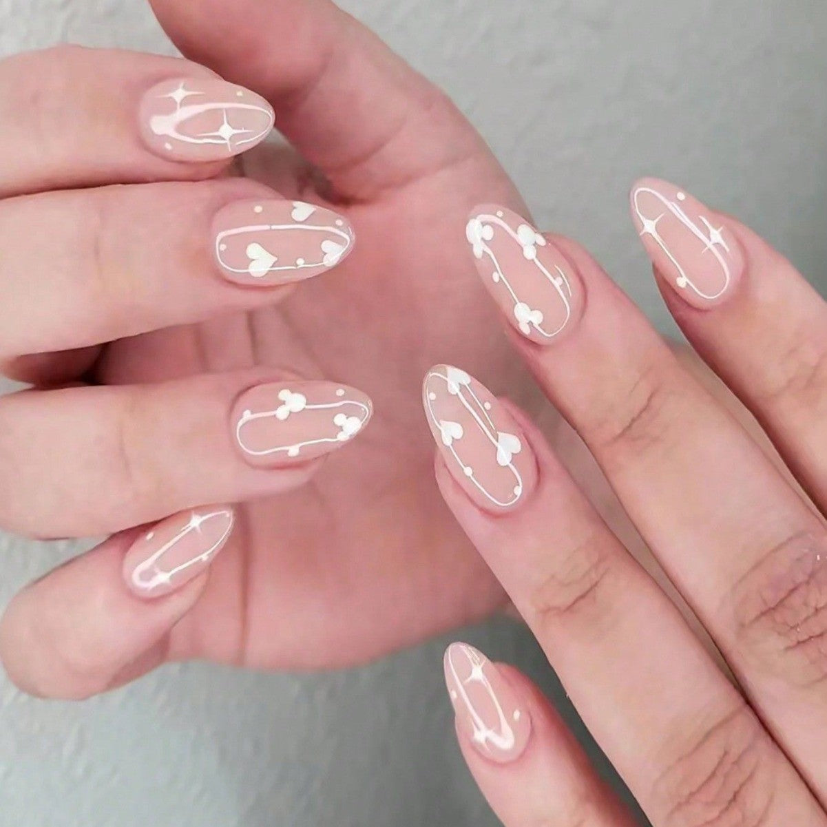 Heart Star Baby Pink Finger Nail Pack Of 10 + Extra 14 For Women Bulk