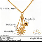 Elegant Sun & Moon Gold Layered CZ Anti Tarnish Copper Necklace Bulk