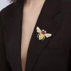 Multi Color Bee Gold Plated Rhinestone Brooch For Women Bulk