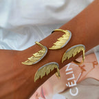 Gold Angel Wings Cubic Zirconia Copper Cuff & Kada Ring For Women Bulk 