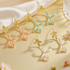 Trendy Petals Glossy Gold Enamel Anti Tarnish Copper Stud Earrings Bulk