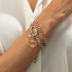 Sun Charm Dual Tone Chain Gold Silver Plated Bracelet For Women Bulk