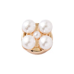 Cluster White Round Pearl Gold Plated Brass Button Cover Wholesale