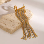 Two Tone Multi Layer Chain 18K Gold Silver Anti Tarnish Stainless Steel Dangler Tassel Single Right Side Earrings For Women
