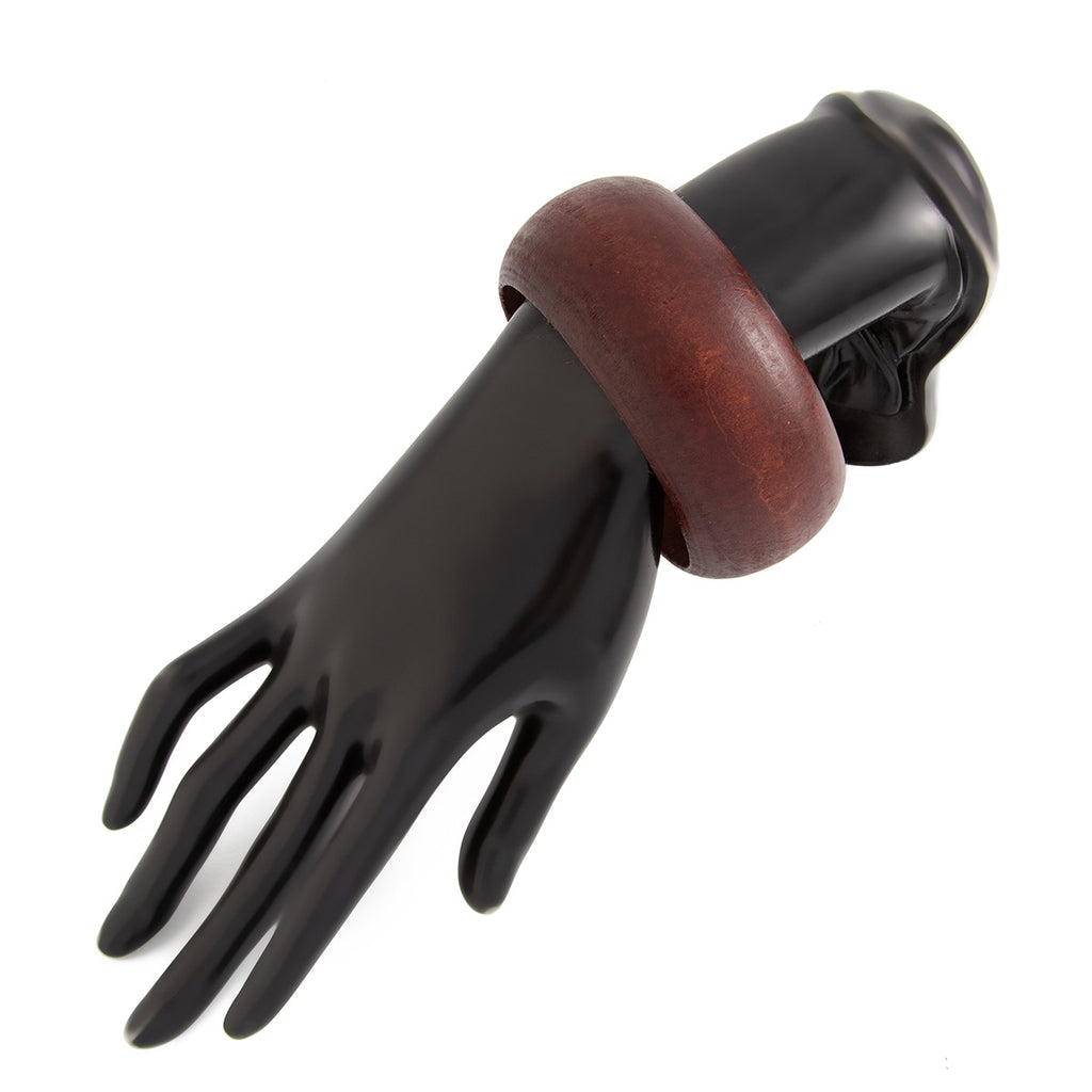 Round Wooden Black Brown Cuff Kada Bracelet For Women Bulk