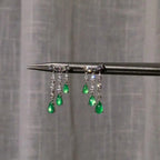 Green Teardrop Silver Cubic Zirconia Copper Dangler Earrings For Women Bulk