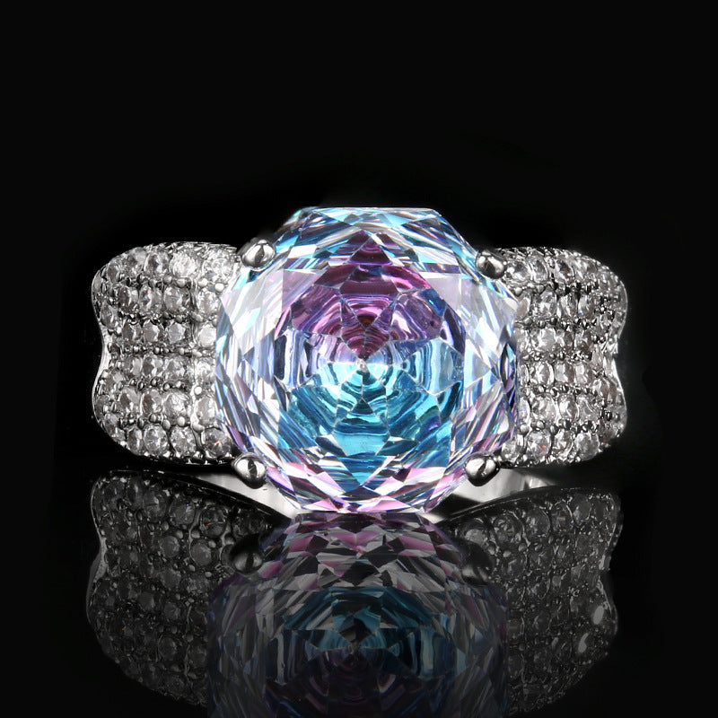 Rose Solitaire Cubic Zirconia Silver Anti Tarnish Adjustable Ring Bulk