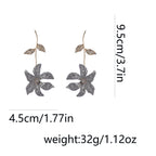 Flower Leaf 18K Gold Silver CZ Anti Tarnish Dangler Earring Bulk