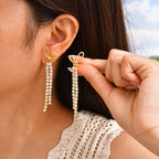 Bulk Bow Design Gold CZ Anti Tarnish Stainless Steel Drop Earrings