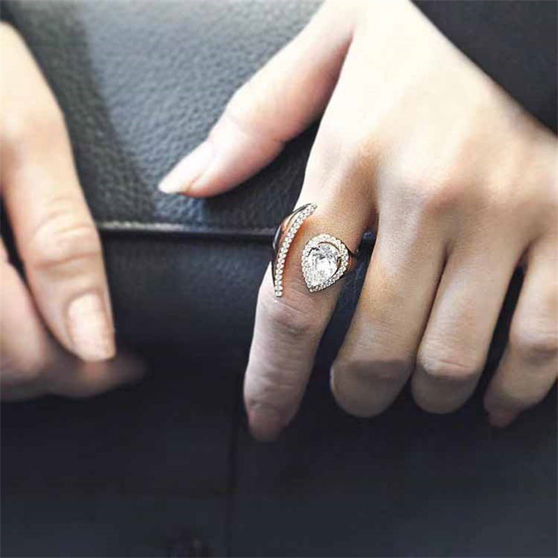 Wholesale Teardrop Wrap Style Silver CZ Copper Adjustable Fancy Ring