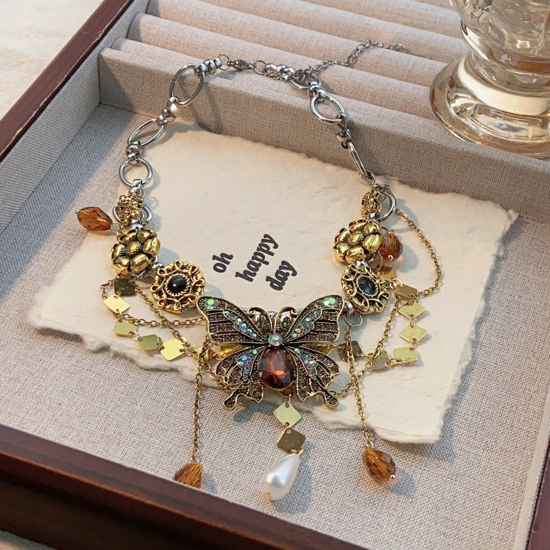 Butterfly Flower Multicolour 18K Gold Anti Tarnish Charm Necklace Bulk