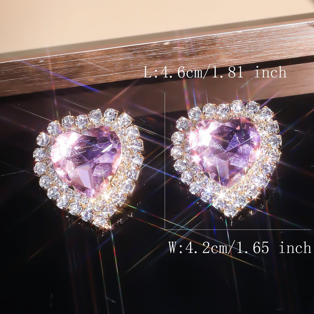 Heart Love Rhinestone Crystal Stud Earring For Women Bulk