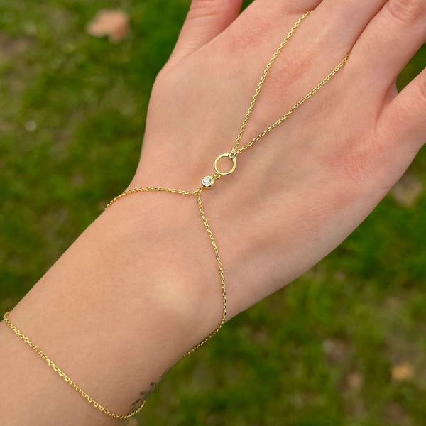 Snake Solitaire18K Gold Link Chain Bracelet Joint Ring For Women Bulk Secondary image