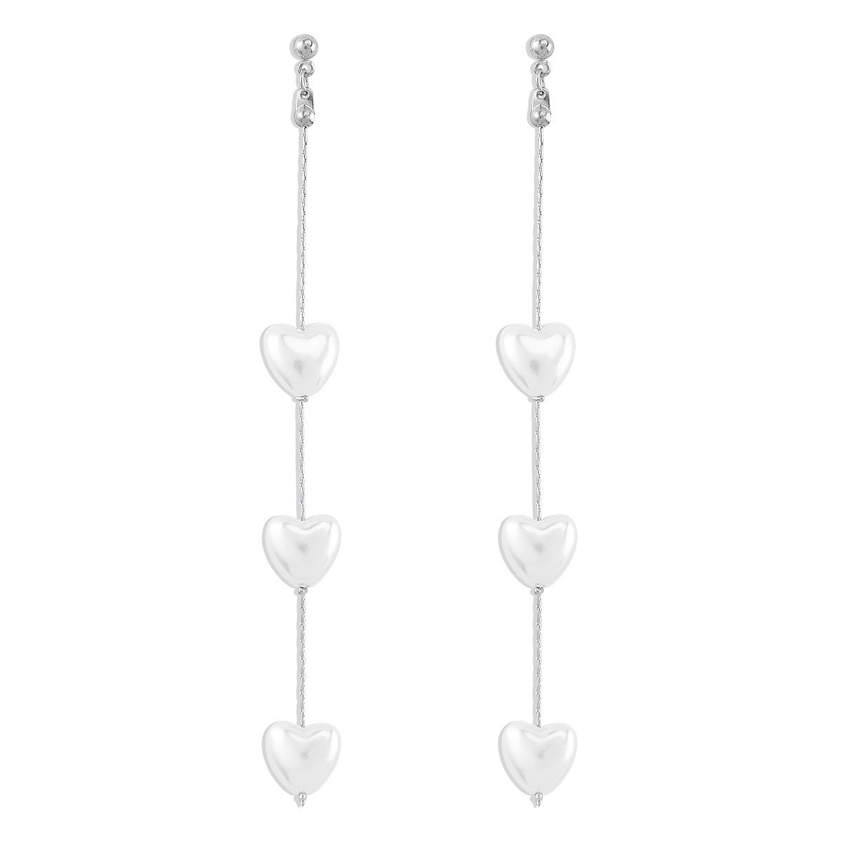 Designer Triple Heart Gold Silver Pearl Dangler Earrings For Women Bulk