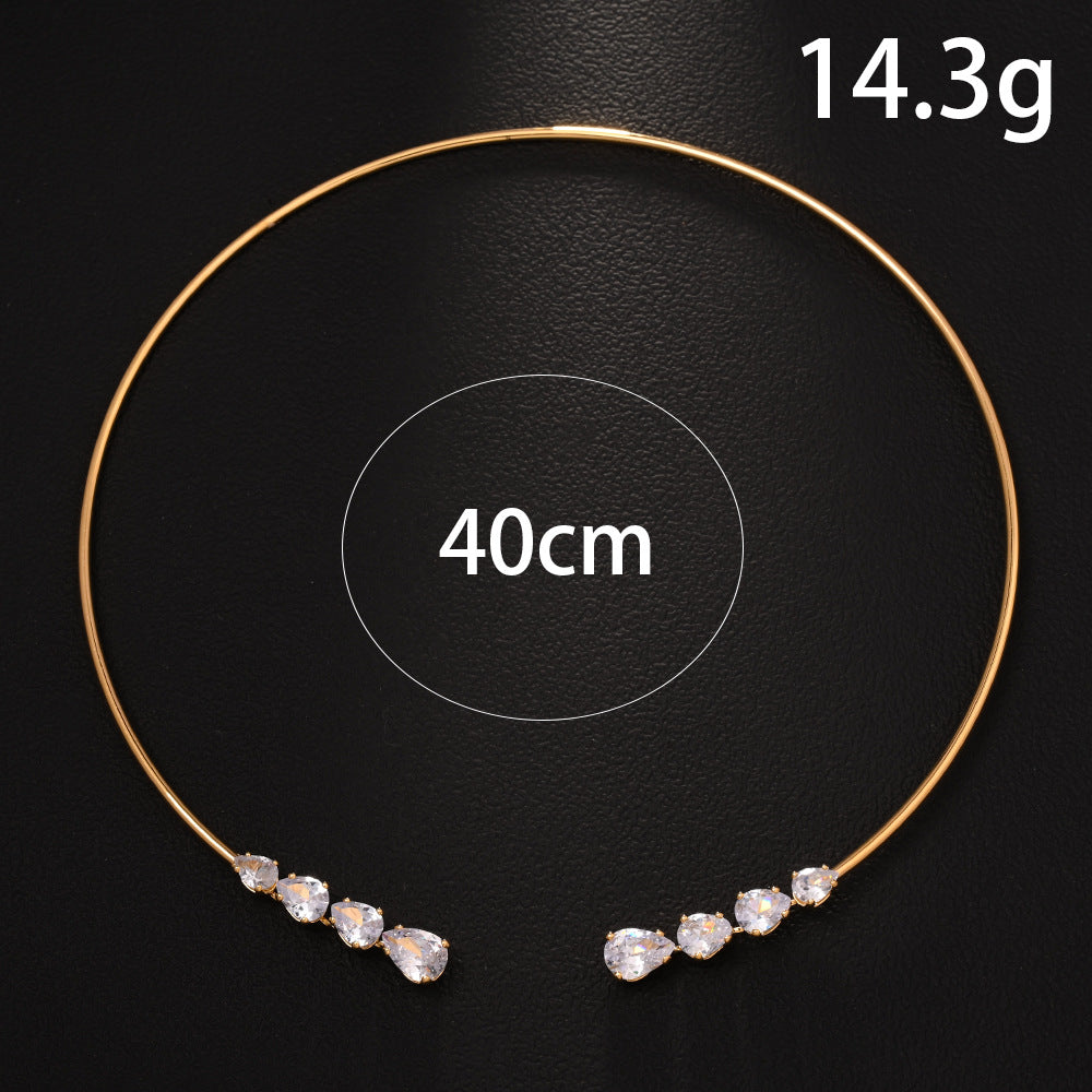 18K Gold Rhinestone Adjustable Choker Hasli Necklace For Women Bulk Secondary image