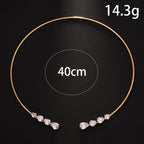 18K Gold Rhinestone Adjustable Choker Hasli Necklace For Women Bulk