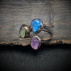 Amethyst Green Blue Purple Crystal Adjustable Ring For Women Bulk