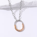 Lock CZ Gold Rose Gold Silver Stainless Steel Link Chain Necklace Bulk