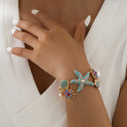 Star Fish Shell Flower Anchor CZ Enamel Blue White Bracelet Bulk