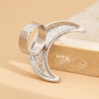 Beaten Finish Crescent Moon 18K Gold Free Size Ring For Women Bulk