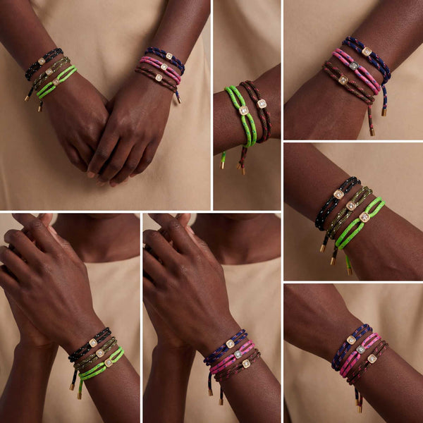 Multi Color Handmade Rope Style Gold CZ Fabric Bracelet For Women Bulk Secondary image