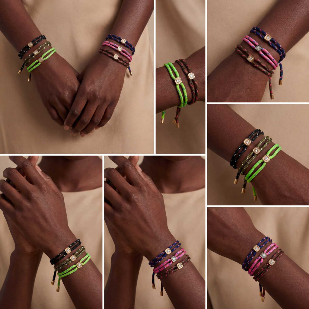 Multi Color Handmade Rope Style Gold CZ Fabric Bracelet For Women Bulk