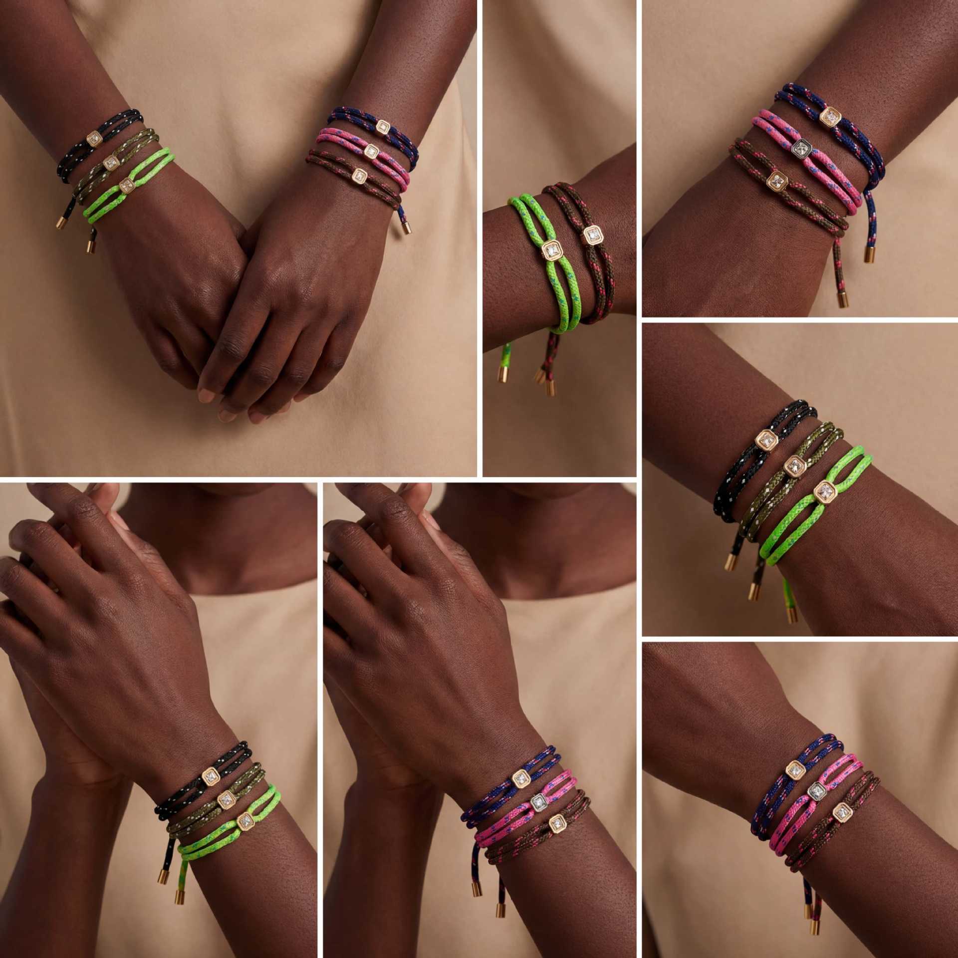 Multi Color Handmade Rope Style Gold CZ Fabric Bracelet For Women Bulk