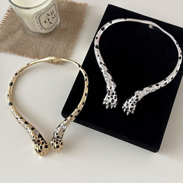 Designer Two-Tone Snake Collar Gold Silver Enamel Necklace Wholesale Secondary image