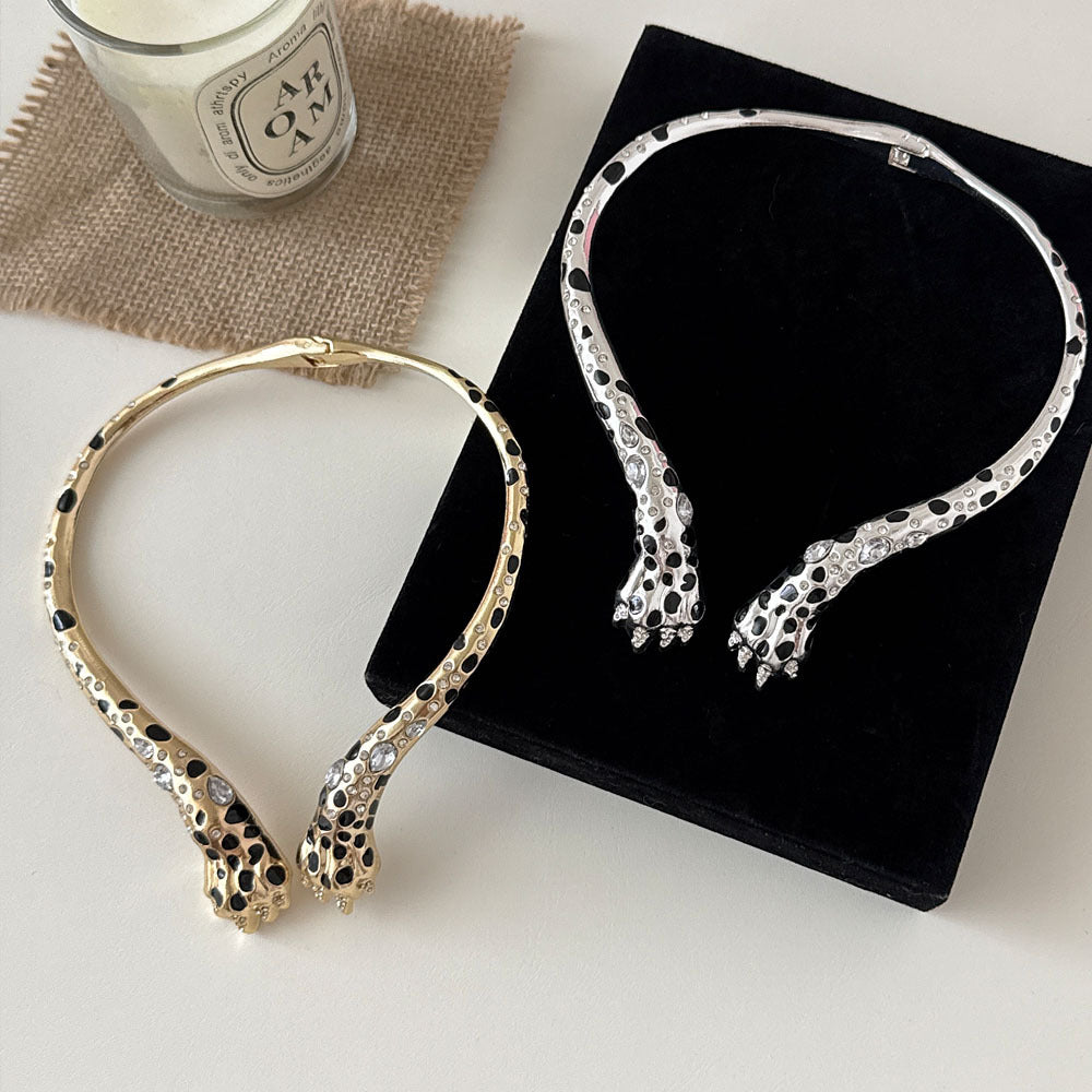 Designer Two-Tone Snake Collar Gold Silver Enamel Necklace Wholesale