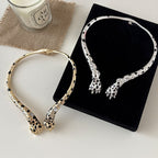 Designer Two-Tone Snake Collar Gold Silver Enamel Necklace Wholesale