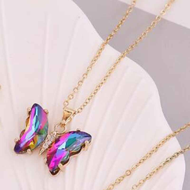 Butterfly 18K Gold CZ Anti Tarnish Necklace Pendant Chain Bulk