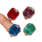 Premium Cushion Shape Silver CZ Copper Anti Tarnish Cocktail Ring Bulk