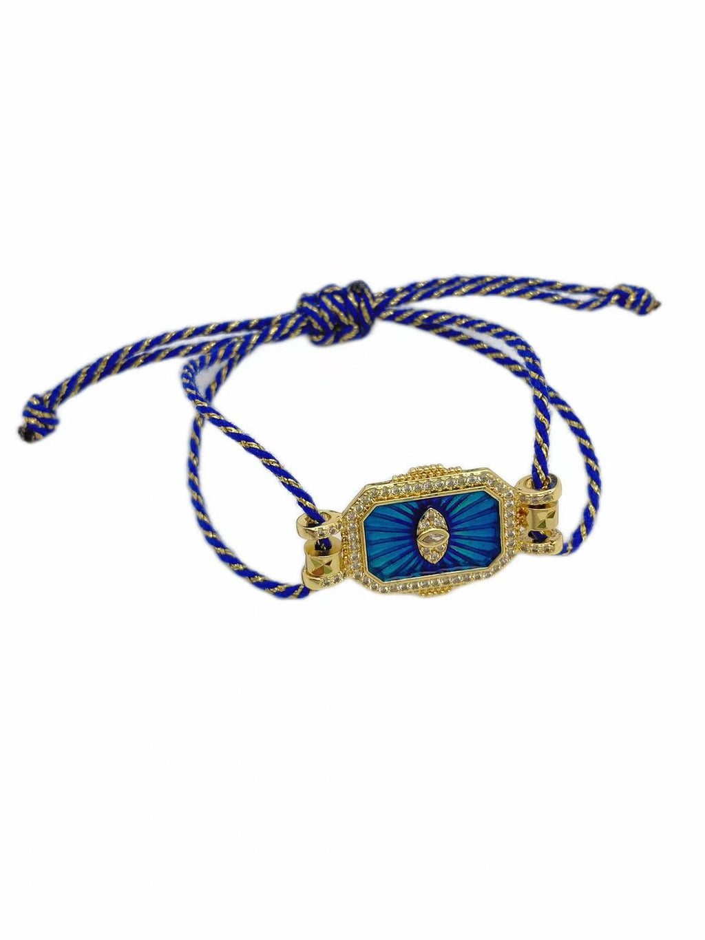 Evil Eye Bird Star 18K Gold CZ Enamel Adjustable Thread Bracelet Bulk