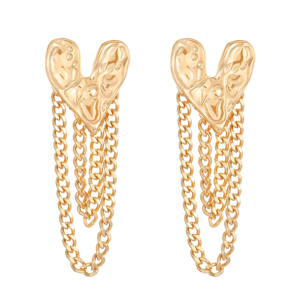 Chunky Heart Chain Gold Silver Plated Hoop Earrings For Women Wholesale
