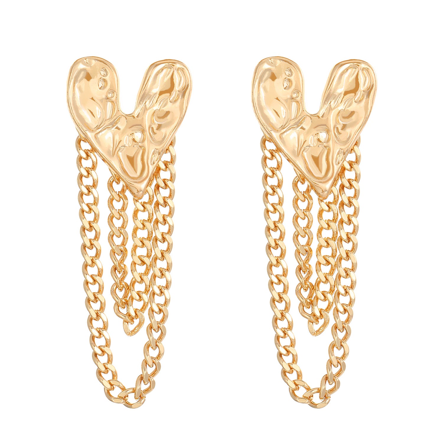Chunky Heart Chain Gold Silver Plated Hoop Earrings For Women Wholesale