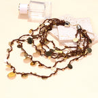 Sequins Paillettes 18K Gold Multi-Layer Threads Necklace Women Bulk