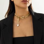 18K Gold Plated Anti Tarnish Curb Neck Belt Choker Necklace Women Bulk