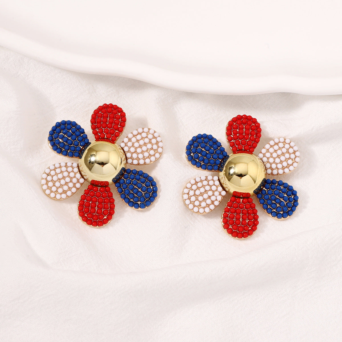 Rainbow Pearl Multi Rhinestone 18K Gold Stud Anti Tarnish Earring Bulk