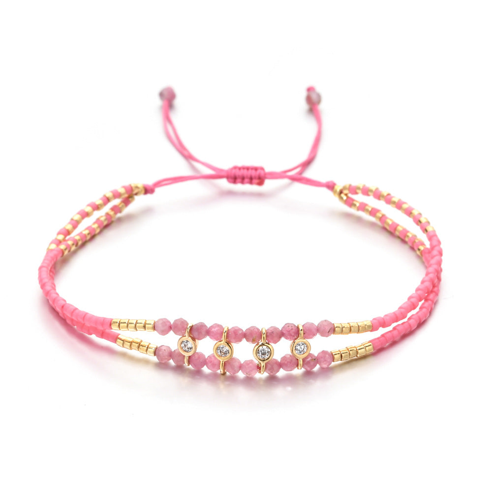 Multi Color Handmade Thread Style Gold Plated CZ Fabric Bracelet Bulk