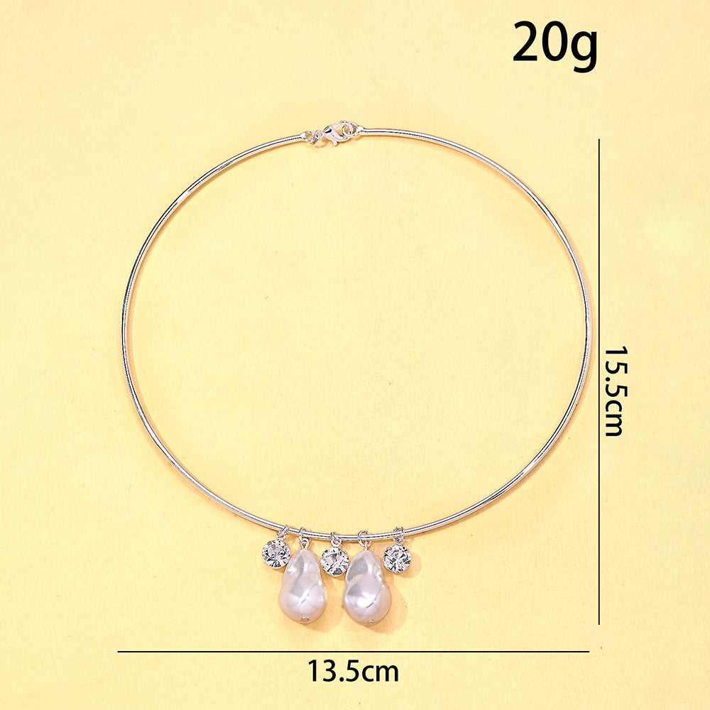 Designer Pearl & CZ Gold Silver Plated CZ Copper Choker Necklace Bulk