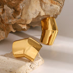 Two Tone 18K Gold Silver Stainless Steel Anti Tarnish Ear Cuff Stud Earring For Women