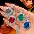 Premium Oval Shape Silver CZ Anti Tarnish Copper Pendant Chain Bulk