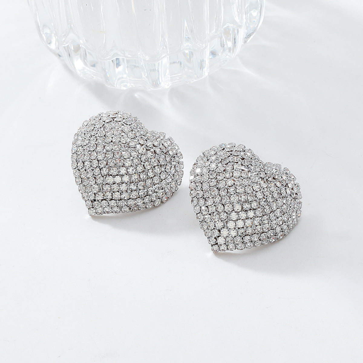 Heart Red Black Gold Silver Rhinestone Crystal Stud Earring Women Bulk