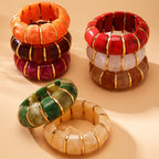 Glossy Multi Gold Resin Stainless Steel Stackable Bracelet Bulk