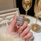 Multi Layer Baguette Silver CZ Copper Adjustable Cocktail Ring Bulk