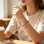 Designer Dual Tone Charm Gold Silver Plated Beads Bracelet Wholesale