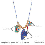 Cross Heart Butterfly Gold Blue Black Anti Tarnish Charm Necklace Pack Of 3 For Women